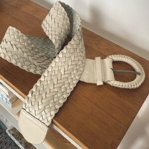 Vintage thick braided leather waist belt